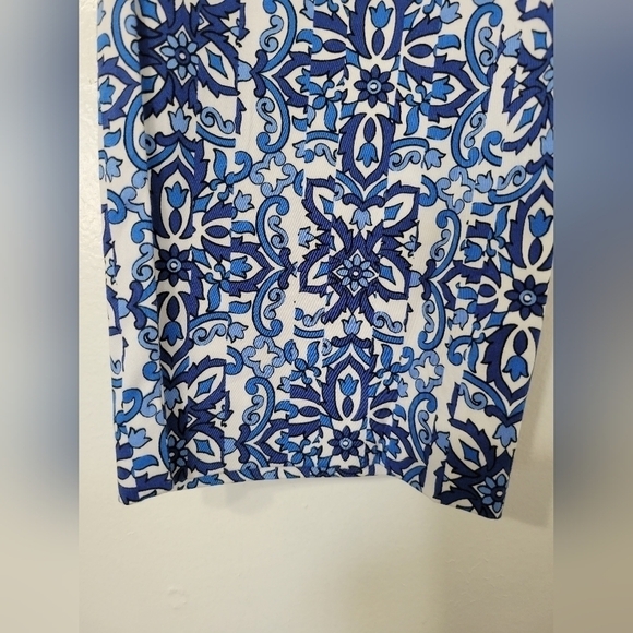 Milly for Designnation Blue Floral Geometric Paisley Design Cropped Pant Size 8 - Picture 5 of 11